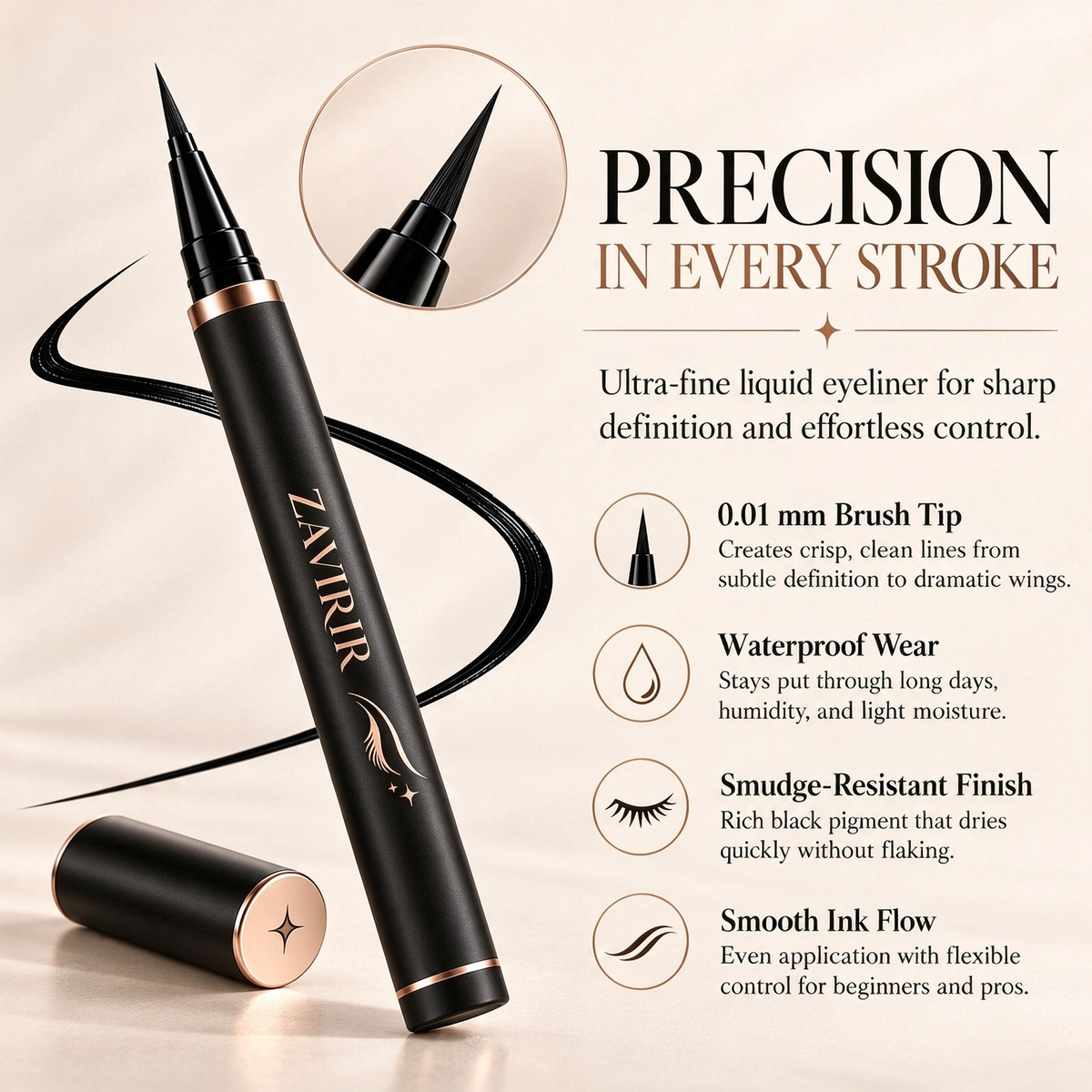 ZAVIRAR Precision Liquid Eyeliner Pen