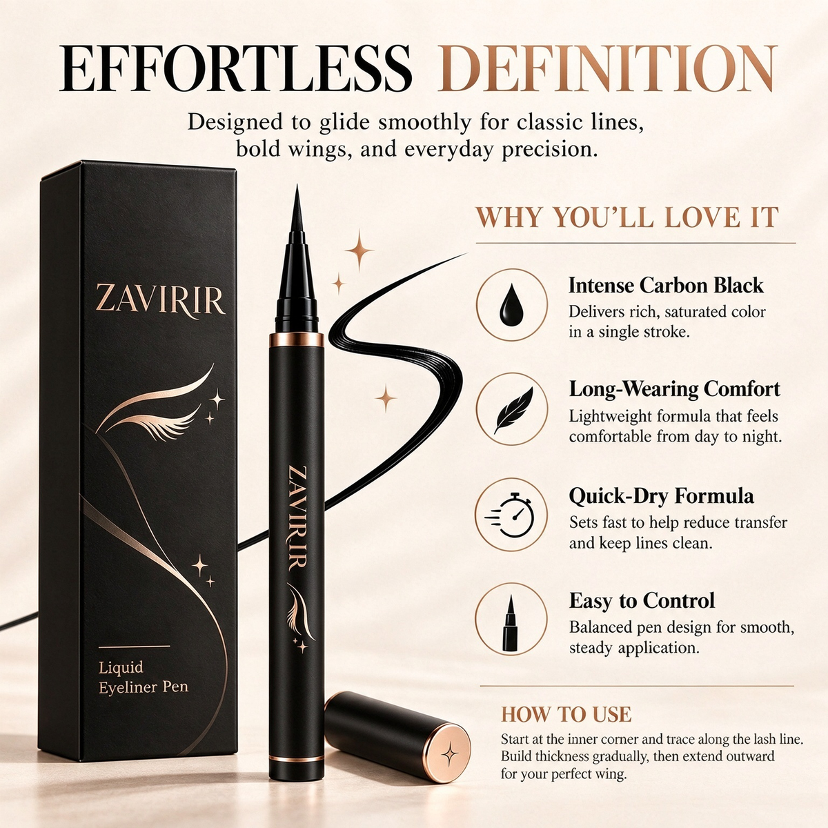 ZAVIRAR Precision Liquid Eyeliner Pen